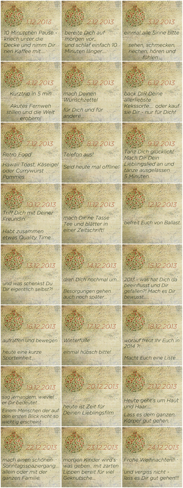 Lass es Dir gut gehen adventskalender