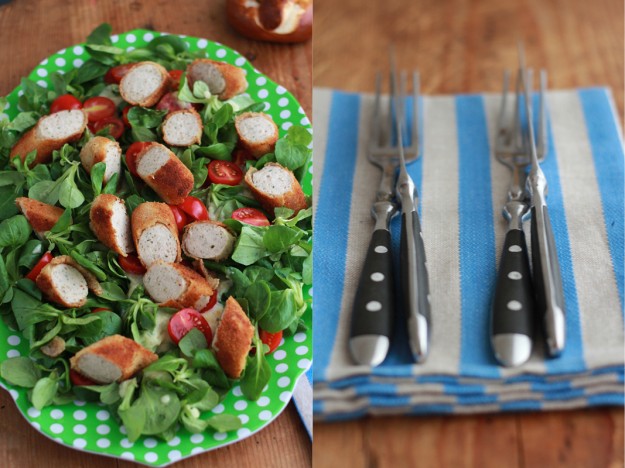 Feldsalat mit Weisswurstradln