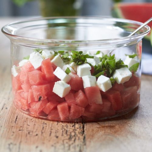 Wassermelonensalat mit Feta und frischer Minze