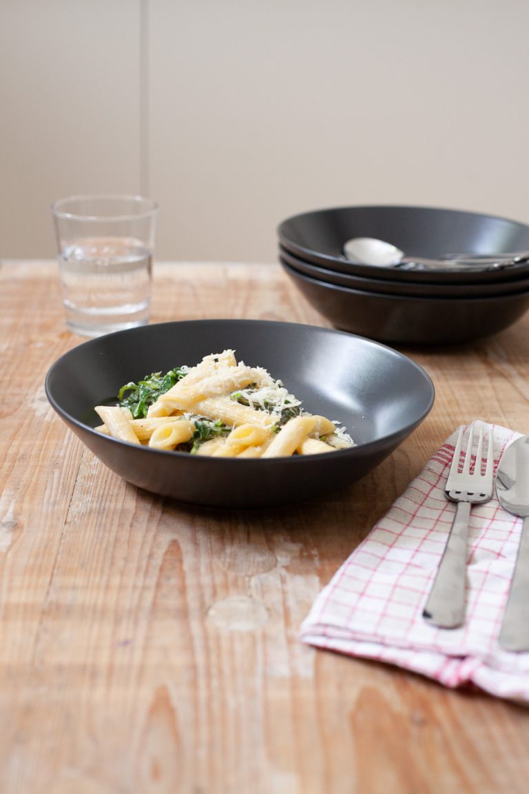 Penne mit Ziegenfrischkäse und Spinatsosse – ein Gericht welches sich ...