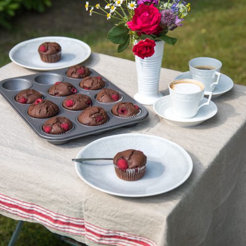 Doppelte Schokoladenmuffins mit selbstgepflückten Himbeeren schmecken gleich viel besser! Der Ausflug zum Hof im Herzogtum Lauenburg war ein Highlight für alle!