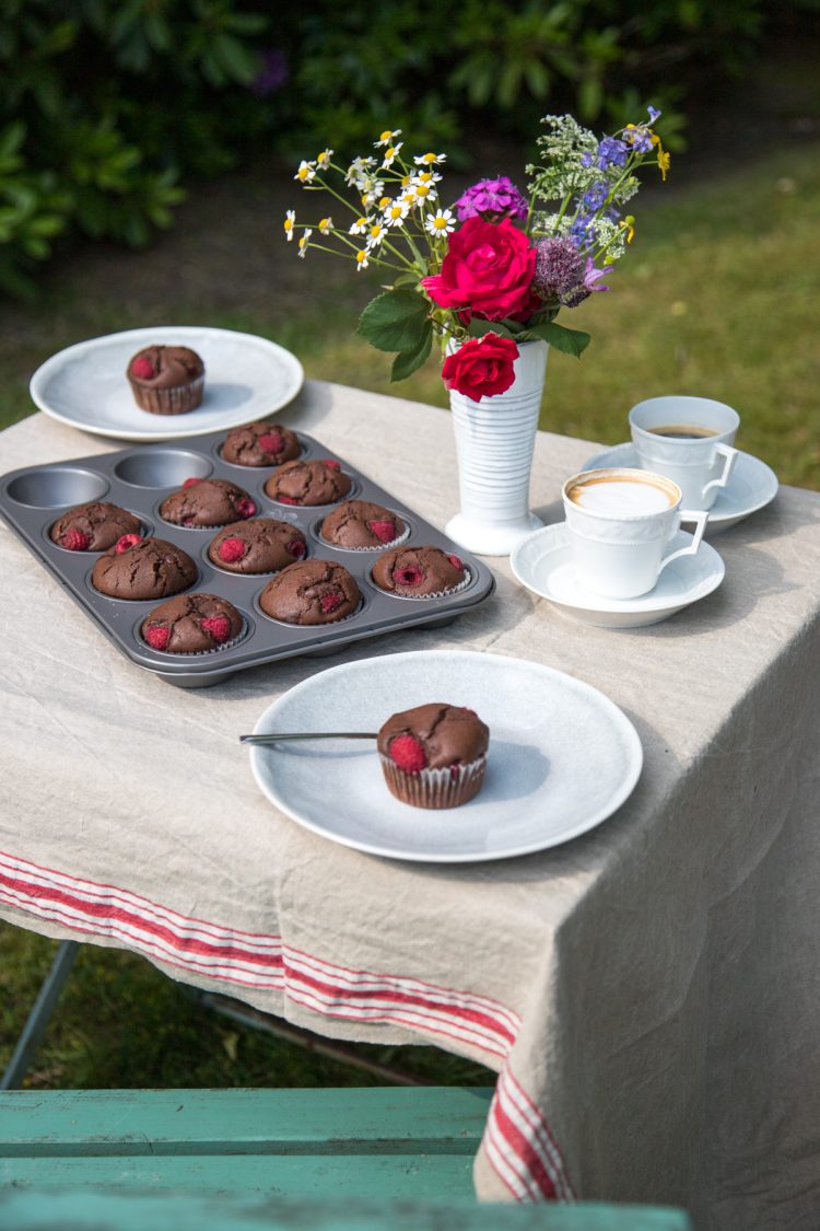 Doppelte Schokoladenmuffins mit selbstgepflückten Himbeeren schmecken gleich viel besser! Der Ausflug zum Hof im Herzogtum Lauenburg war ein Highlight für alle!