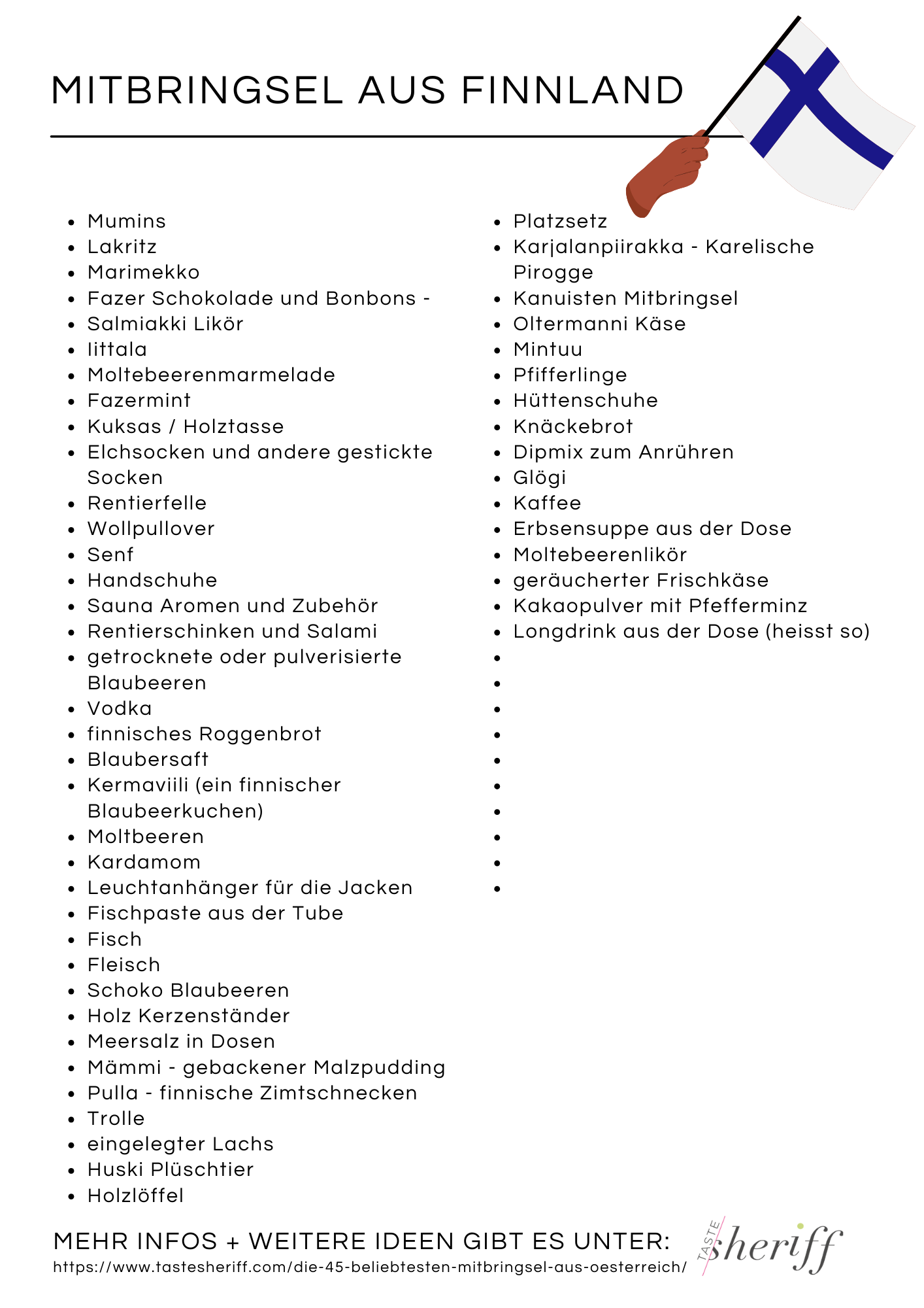 Mitbringsel auf Finnland - meine Liste zum Ausdrucken