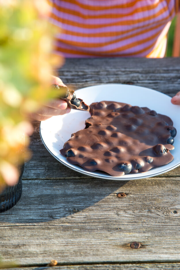 Probiert die köstliche Kombination von zarter Schokolade und fruchtigen Blaubeeren. Perfekt für Naschkatzen und Schokoladenliebhaber – ein wahrer Genussmoment!