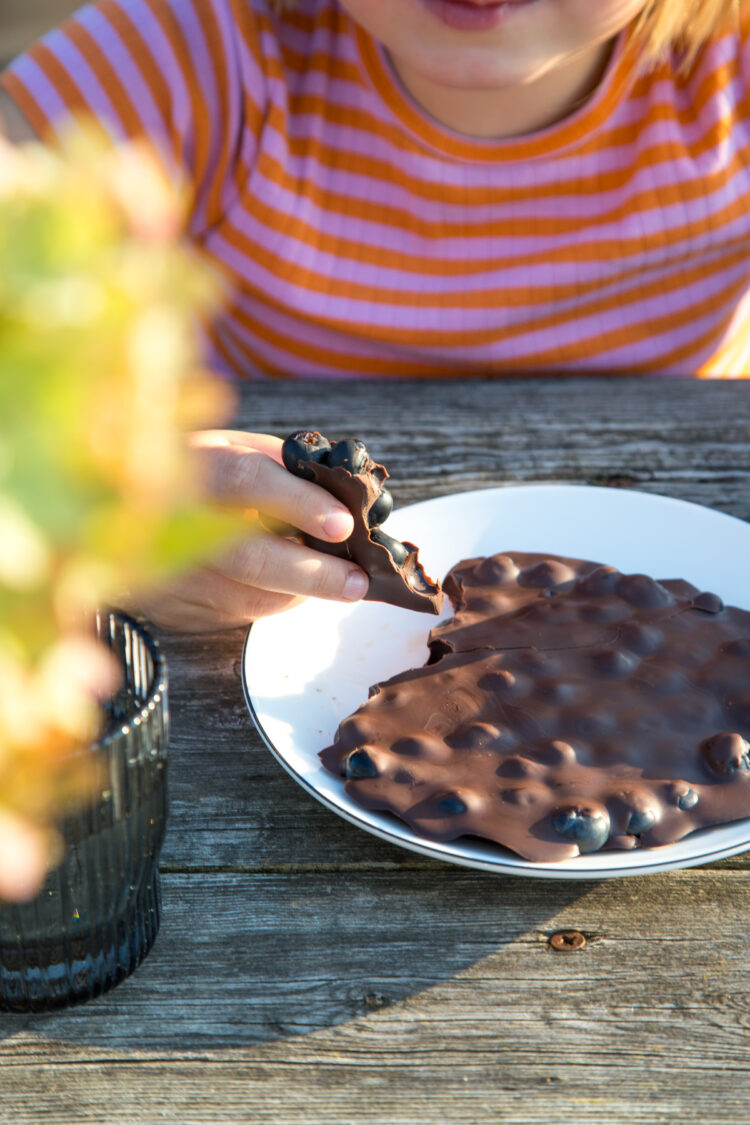 Probiert die köstliche Kombination von zarter Schokolade und fruchtigen Blaubeeren. Perfekt für Naschkatzen und Schokoladenliebhaber – ein wahrer Genussmoment!