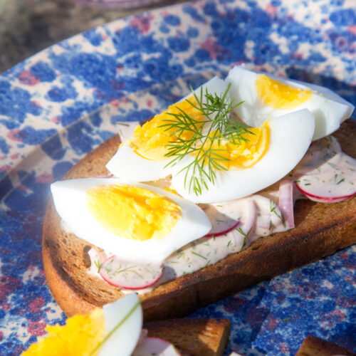 Es gibt Schnittchen Schneewittchen: Radieschen-Ei mit einer würzigen Dill-Senf-Vinaigrette – ein frischer, köstlicher Snack für Ostern und jede Gelegenheit!