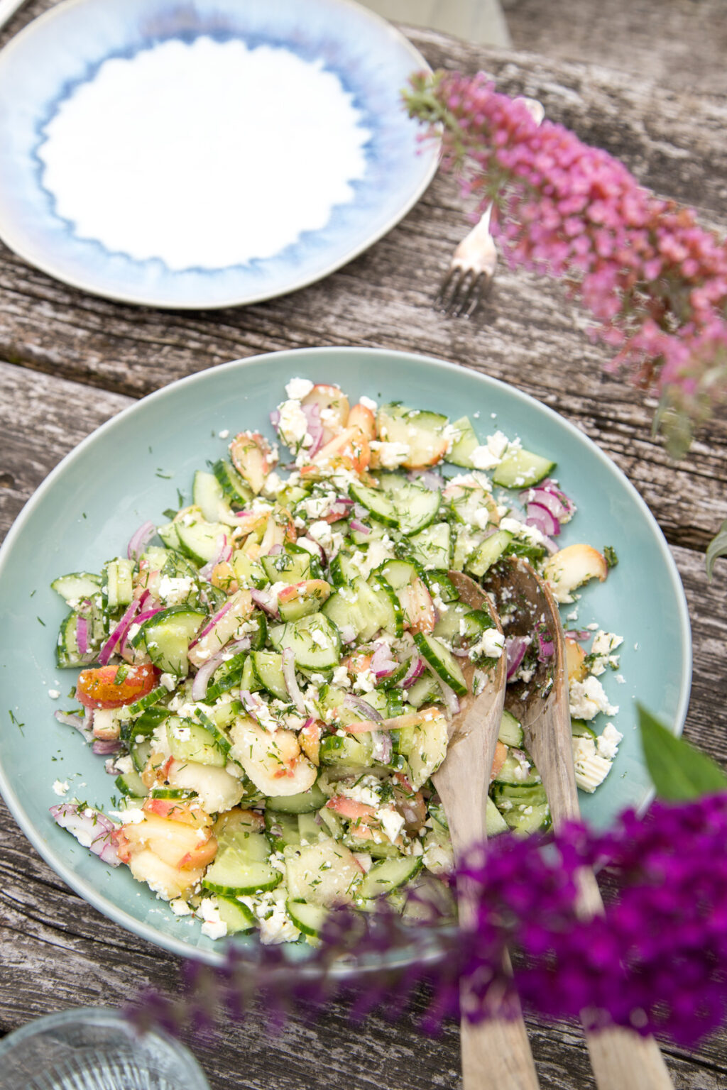 Salat, Sommersalat, Pfirsich, Gurke, Feta, Grillen, BBQ | tastesheriff